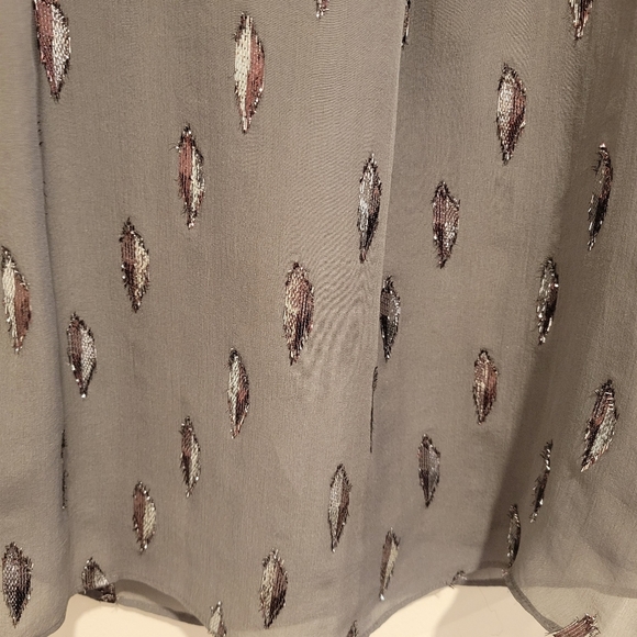 Joie Kastra Granite Diamond Print Flowy Tank Top Blouse Gray Metallic - Picture 9 of 11